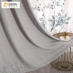 DIHINHOME Home Textile European Curtain DIHIN HOME European Luxury Cotton Linen Blue Flower Embroidered,Blackout Grommet Window Curtain for Living Room ,52x63-inch,1 Panel