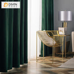 DIHIN HOME European Luxury Dark Green Color Velvet Cloth,Blackout Grommet Window Curtain for Living Room ,52x63-inch,1 Panel