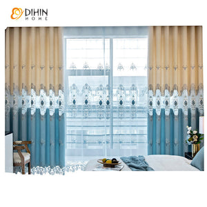DIHINHOME Home Textile European Curtain DIHIN HOME European Luxury Embroidered Curtains,Blackout Grommet Window Curtain for Living Room ,52x63-inch,1 Panel