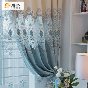 DIHINHOME Home Textile European Curtain DIHIN HOME European Luxury Embroidered Curtains,Blackout Grommet Window Curtain for Living Room ,52x63-inch,1 Panel