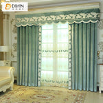 DIHIN HOME European Luxury Green Embroidered Valance,Blackout Curtains Grommet Window Curtain for Living Room ,52x84-inch,1 Panel