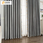 DIHINHOME Home Textile European Curtain DIHIN HOME European Luxury Grey Color Velvet Fabric With Trims,Blackout Grommet Window Curtain for Living Room,1 Panel