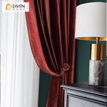 DIHIN HOME European Luxury Red Wine Color Velvet Fabric,Blackout Curtains Grommet Window Curtain for Living Room,52x63-inch,1 Panel