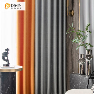 DIHINHOME Home Textile European Curtain DIHIN HOME European Luxury Stitching Blackout Curtains,Grommet Window Curtain for Living Room ,52x63-inch,1 Panel