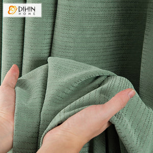 DIHINHOME Home Textile European Curtain DIHIN HOME European Luxury Thickened Green Embossing,Blackout Grommet Window Curtain for Living Room ,52x63-inch,1 Panel