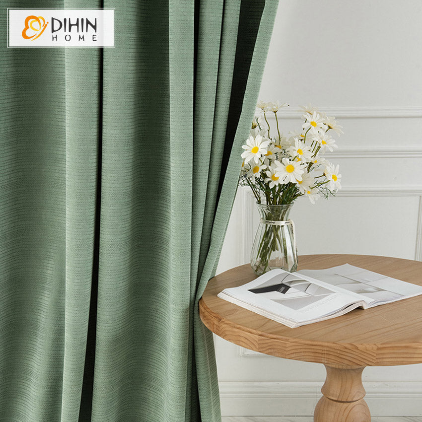 DIHINHOME Home Textile European Curtain DIHIN HOME European Luxury Thickened Green Embossing,Blackout Grommet Window Curtain for Living Room ,52x63-inch,1 Panel