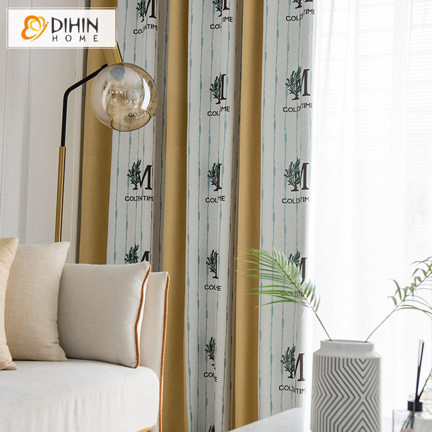 DIHINHOME Home Textile European Curtain DIHIN HOME European Luxury Thickening Printed Curtains,Grommet Window Curtain for Living Room,52x63-inch,1 Panel