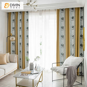 DIHIN HOME European Luxury Thickening Printed Curtains,Grommet Window Curtain for Living Room,52x63-inch,1 Panel