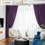 DIHINHOME Home Textile European Curtain DIHIN HOME European Luxury Velvet Purple Curtains,Blackout Grommet Window Curtain for Living Room ,52x63-inch,1 Panel