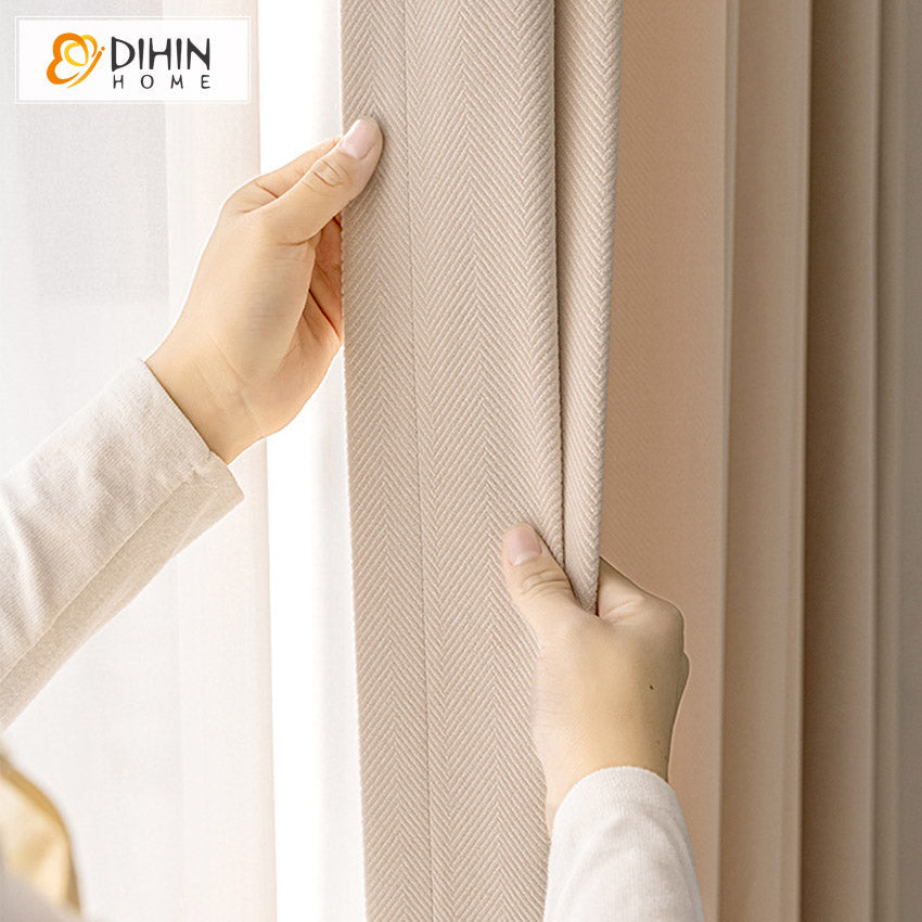 DIHINHOME Home Textile European Curtain DIHIN HOME European Luxury Waves Pattern Embossing,Blackout Grommet Window Curtain for Living Room ,52x63-inch,1 Panel
