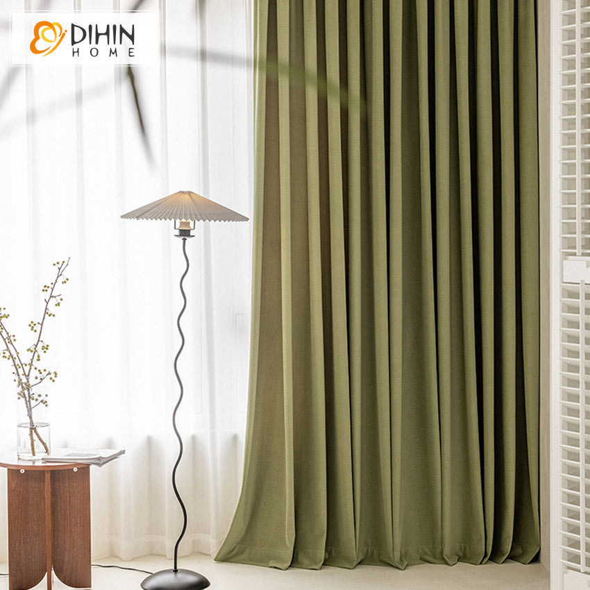 DIHINHOME Home Textile European Curtain DIHIN HOME European Luxury Waves Pattern Green Embossing,Blackout Grommet Window Curtain for Living Room ,52x63-inch,1 Panel