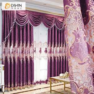 DIHIN HOME European Purple Color Customized Valance ,Blackout Curtains Grommet Window Curtain for Living Room ,52x84-inch,1 Panel