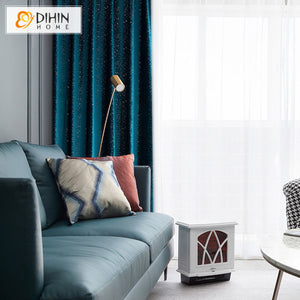 DIHINHOME Home Textile European Curtain DIHIN HOME European Retro Blue Jacquard Curtains,Blackout Grommet Window Curtain for Living Room ,52x63-inch,1 Panel