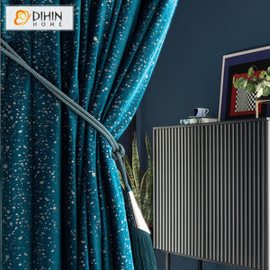 DIHIN HOME European Retro Blue Jacquard Curtains,Blackout Grommet Window Curtain for Living Room ,52x63-inch,1 Panel