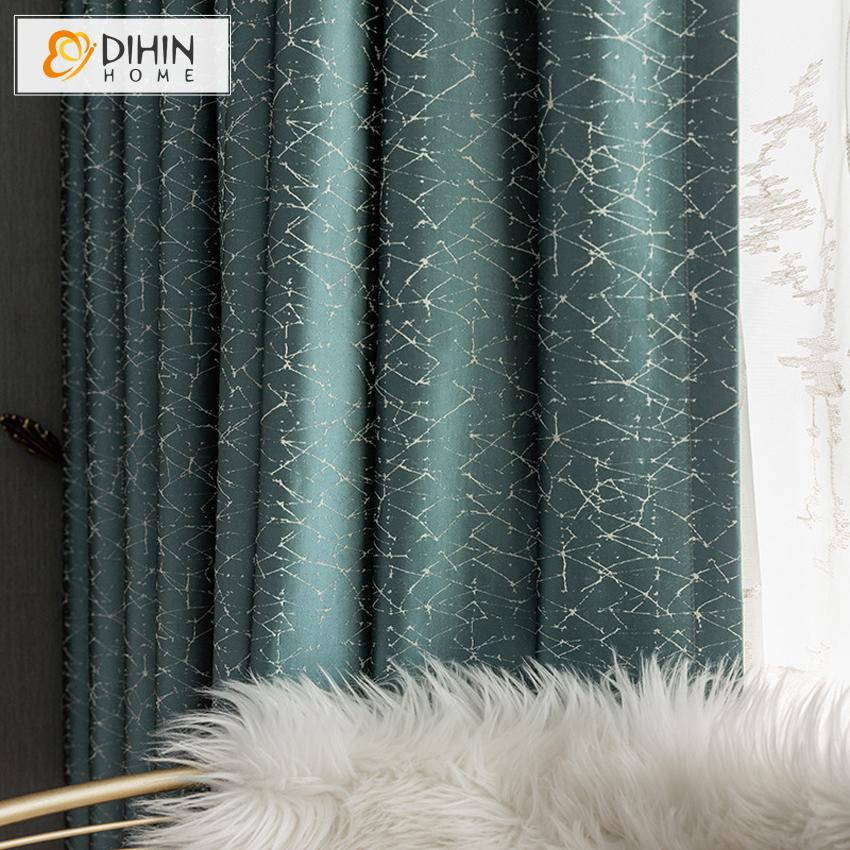 DIHIN HOME European Retro High-precision Small Lines Jacquard Curtain,Blackout Curtains Grommet Window Curtain for Living Room ,52x63-inch,1 Panel