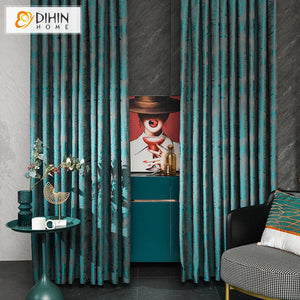 DIHINHOME Home Textile European Curtain DIHIN HOME European Retro Jacquard,Blackout Grommet Window Curtain for Living Room ,52x63-inch,1 Panel