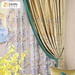 DIHINHOME Home Textile European Curtain DIHIN HOME European Silk Imitation Magpie Jacquard Luxurious Valance,Blackout Curtains Grommet Window Curtain for Living Room,1 Panel