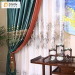 DIHINHOME Home Textile European Curtain DIHIN HOME European Silk Imitation Peony Jacquard Luxurious Valance,Blackout Curtains Grommet Window Curtain for Living Room,1 Panel