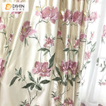 DIHINHOME Home Textile European Curtain DIHIN HOME European Silk Imitation Pink Flowers Jacquard Luxurious Valance,Blackout Curtains Grommet Window Curtain for Living Room,1 Panel