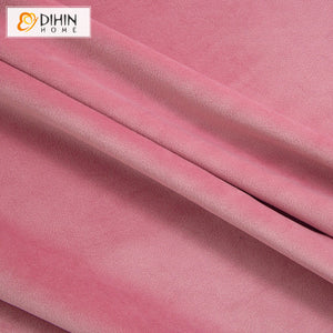 DIHINHOME Home Textile European Curtain DIHIN HOME European Soft Pink Velvet Fabric,Blackout Grommet Window Curtain for Living Room ,52x63-inch,1 Panel