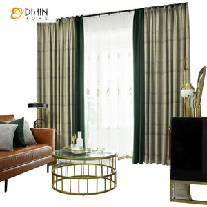 DIHINHOME Home Textile European Curtain DIHIN HOME European Style Italian Velvet Embossing,Blackout Curtains Grommet Window Curtain for Living Room,52x63-inch,1 Panel