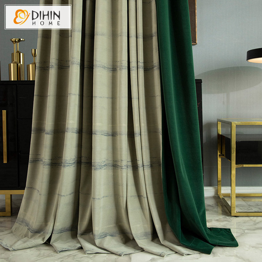 DIHINHOME Home Textile European Curtain DIHIN HOME European Style Italian Velvet Embossing,Blackout Curtains Grommet Window Curtain for Living Room,52x63-inch,1 Panel