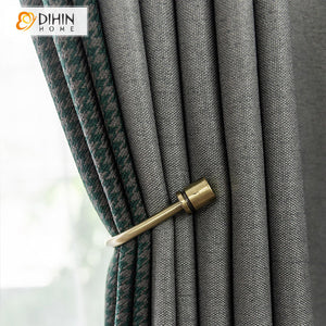 DIHIN HOME European Style Retro Stitching Curtains,Grommet Window Curtain for Living Room ,52x63-inch,1 Panel