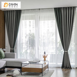 DIHINHOME Home Textile European Curtain DIHIN HOME European Style Retro Stitching Curtains,Grommet Window Curtain for Living Room ,52x63-inch,1 Panel