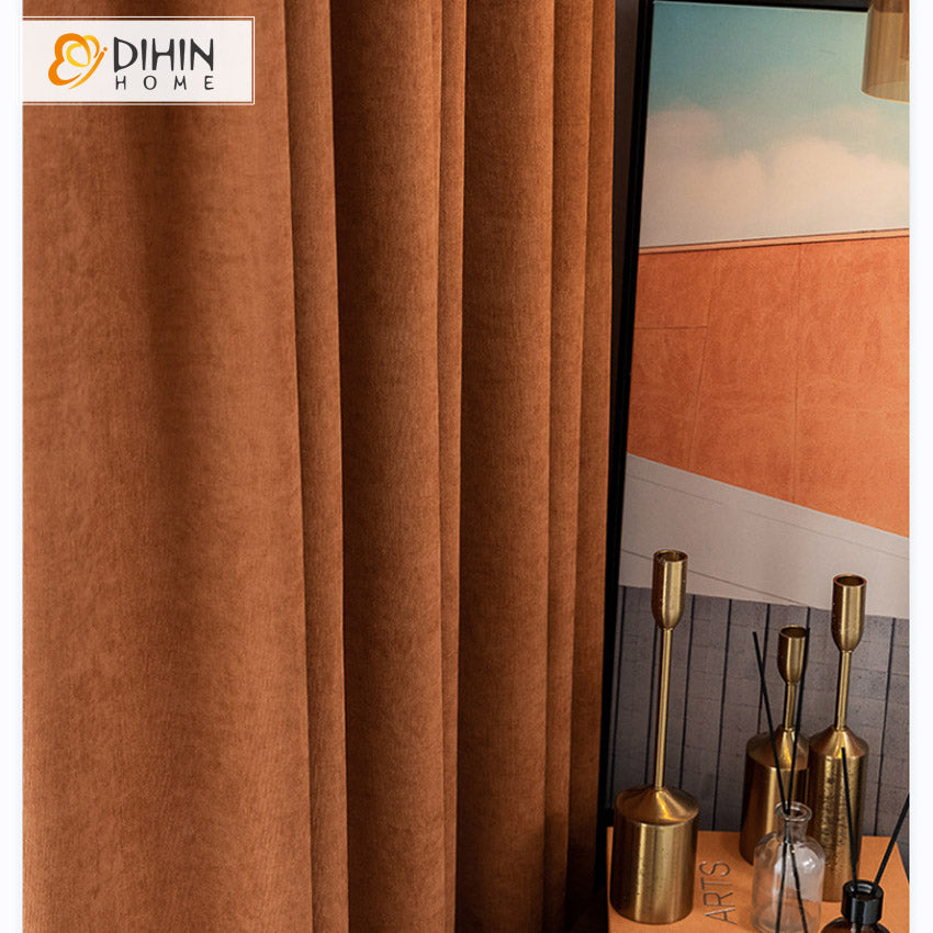 DIHINHOME Home Textile European Curtain DIHIN HOME European Thickened Chenille,Blackout Curtains Grommet Window Curtain for Living Room ,52x63-inch,1 Panel