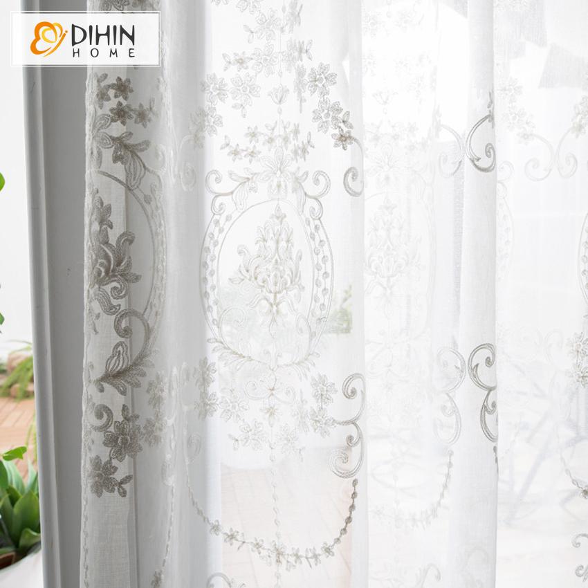 DIHINHOME Home Textile European Curtain DIHIN HOME European Thickened Jacquard,Blackout Curtains Grommet Window Curtain for Living Room ,52x84-inch,1 Panel
