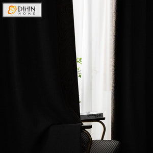 DIHINHOME Home Textile European Curtain DIHIN HOME European Thickened Jacquard,Blackout Grommet Window Curtain for Living Room ,52x63-inch,1 Panel