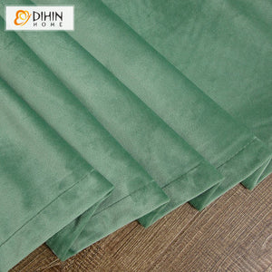 DIHINHOME Home Textile European Curtain DIHIN HOME European Verdant Green Velvet Fabric,Blackout Grommet Window Curtain for Living Room ,52x63-inch,1 Panel