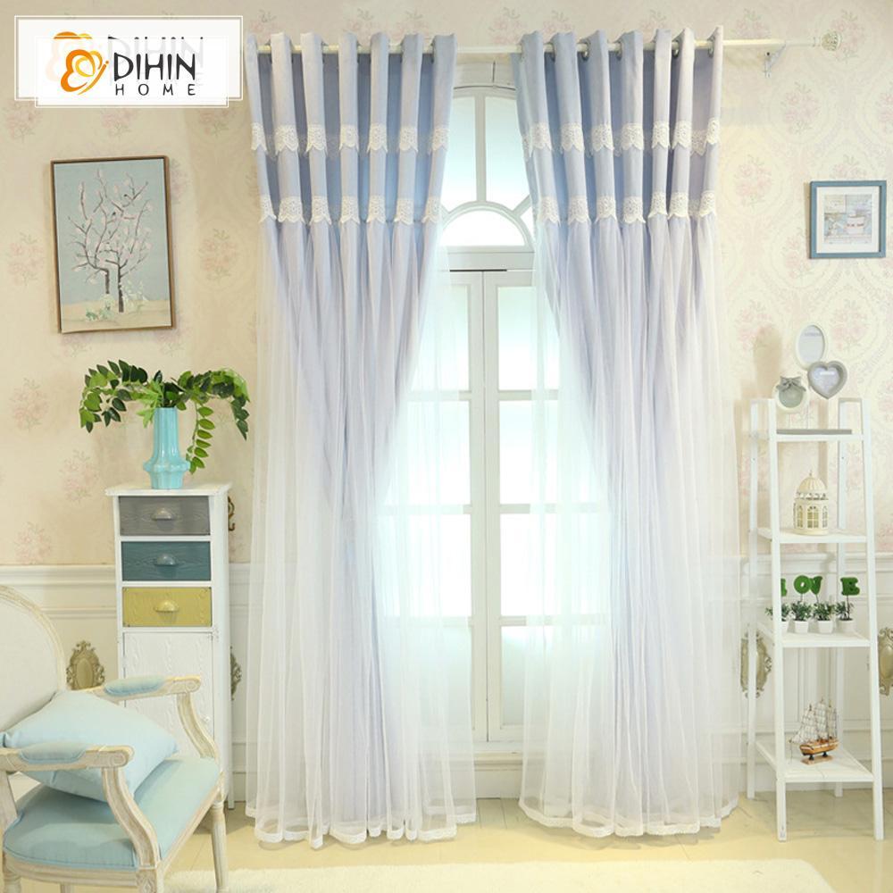 DIHINHOME Home Textile European Curtain DIHIN HOME Exquisite Fascinating Embroidered Valance,Blackout Curtains Grommet Window Curtain for Living Room ,52x84-inch,1 Panel