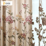 DIHINHOME Home Textile European Curtain DIHIN HOME Exquisite Yellow and Red Flowers Embroidered,Blackout Curtains Grommet Window Curtain for Living Room ,52x84-inch,1 Panel