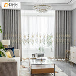 DIHIN HOME Garden Luxury Embroidered Valance ,Blackout Curtains Grommet Window Curtain for Living Room ,52x84-inch,1 Panel