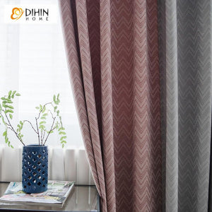 DIHINHOME Home Textile European Curtain DIHIN HOME Grey and Dark Red Printed,Blackout Curtains Grommet Window Curtain for Living Room ,52x84-inch,1 Panel