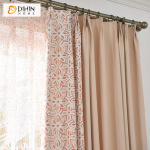 DIHINHOME Home Textile European Curtain DIHIN HOME High-end Geometric Flowers Printed,Blackout Grommet Window Curtain for Living Room ,52x63-inch,1 Panel