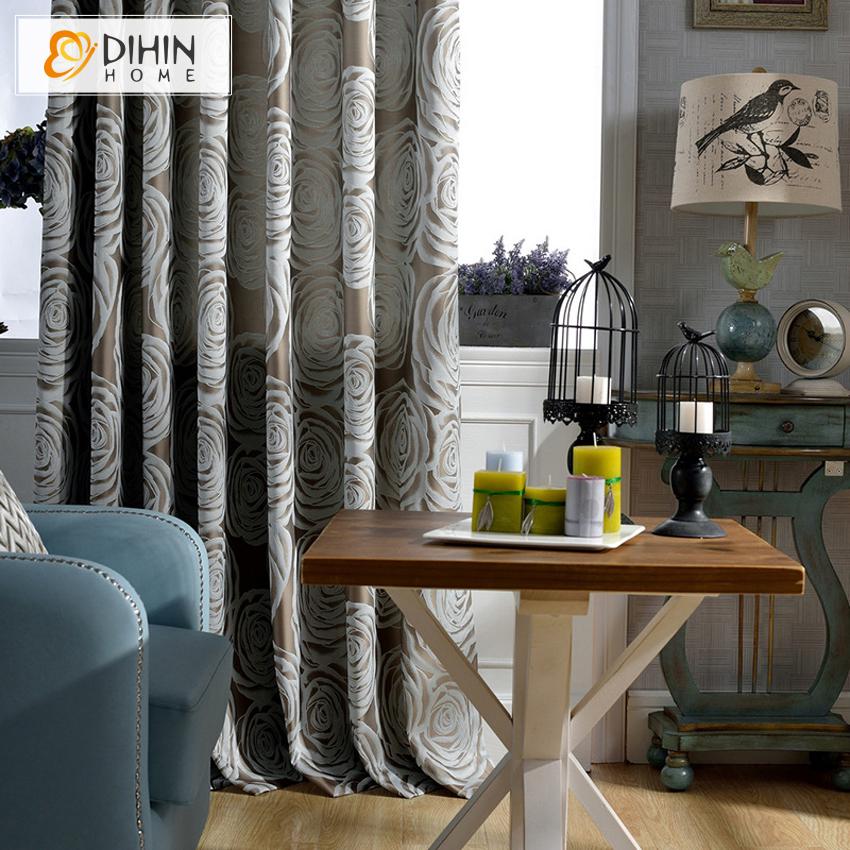 DIHIN HOME High Precision Jacquard Curtain,Blackout Grommet Window Curtain for Living Room ,52x63-inch,1 Panel