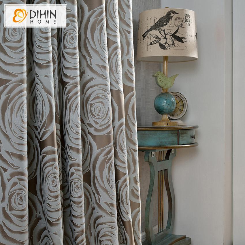 DIHIN HOME High Precision Jacquard Curtain,Blackout Grommet Window Curtain for Living Room ,52x63-inch,1 Panel