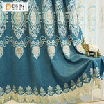 DIHIN HOME High Quality Blue Color Embroidered Curtain Fashion Valance ,Blackout Curtains Grommet Window Curtain for Living Room ,52x84-inch,1 Panel
