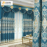 DIHIN HOME High Quality Blue Color Embroidered Curtain Fashion Valance ,Blackout Curtains Grommet Window Curtain for Living Room ,52x84-inch,1 Panel