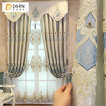 DIHINHOME Home Textile European Curtain DIHIN HOME Luxury Beige Color Embroideried Valance ,Blackout Curtains Grommet Window Curtain for Living Room ,52x84-inch,1 Panel