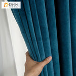 DIHINHOME Home Textile European Curtain DIHIN HOME Luxury Blue Color Velvet Curtains,Blackout Grommet Window Curtain for Living Room ,52x63-inch,1 Panel