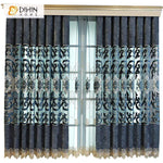 DIHINHOME Home Textile European Curtain DIHIN HOME Luxury Blue Embroidered Valance ,Blackout Curtains Grommet Window Curtain for Living Room ,52x90-inch,1 Panel