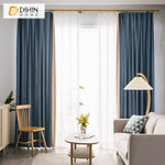 DIHIN HOME Luxury Euroean Velvet Fabric Blue and Beige Curtains,Blackout Grommet Window Curtain for Living Room ,52x63-inch,1 Panel
