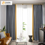 DIHIN HOME Luxury Euroean Velvet Fabric Grey and Yellow Curtains,Blackout Grommet Window Curtain for Living Room ,52x63-inch,1 Panel