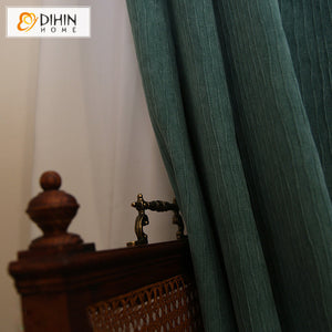 DIHINHOME Home Textile European Curtain DIHIN HOME Luxury Euroean Vintage Dark Green Curtains,Blackout Grommet Window Curtain for Living Room ,52x63-inch,1 Panel