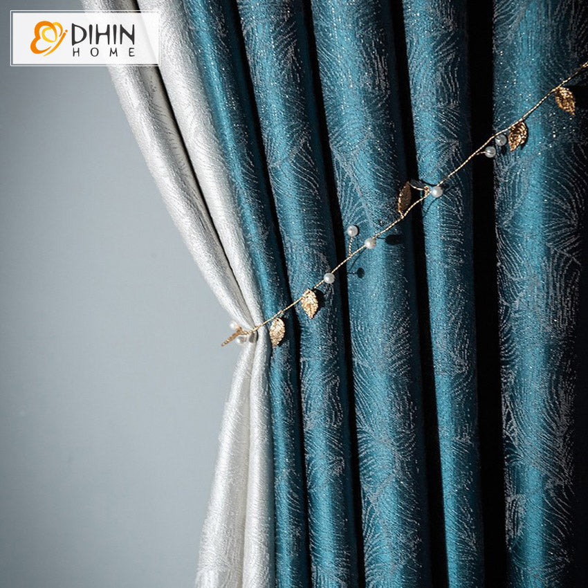 DIHIN HOME Luxury European Jacquard,Blackout Curtains Grommet Window Curtain for Living Room ,52x63-inch,1 Panel