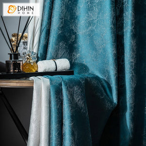 DIHINHOME Home Textile European Curtain DIHIN HOME Luxury European Jacquard,Blackout Curtains Grommet Window Curtain for Living Room ,52x63-inch,1 Panel