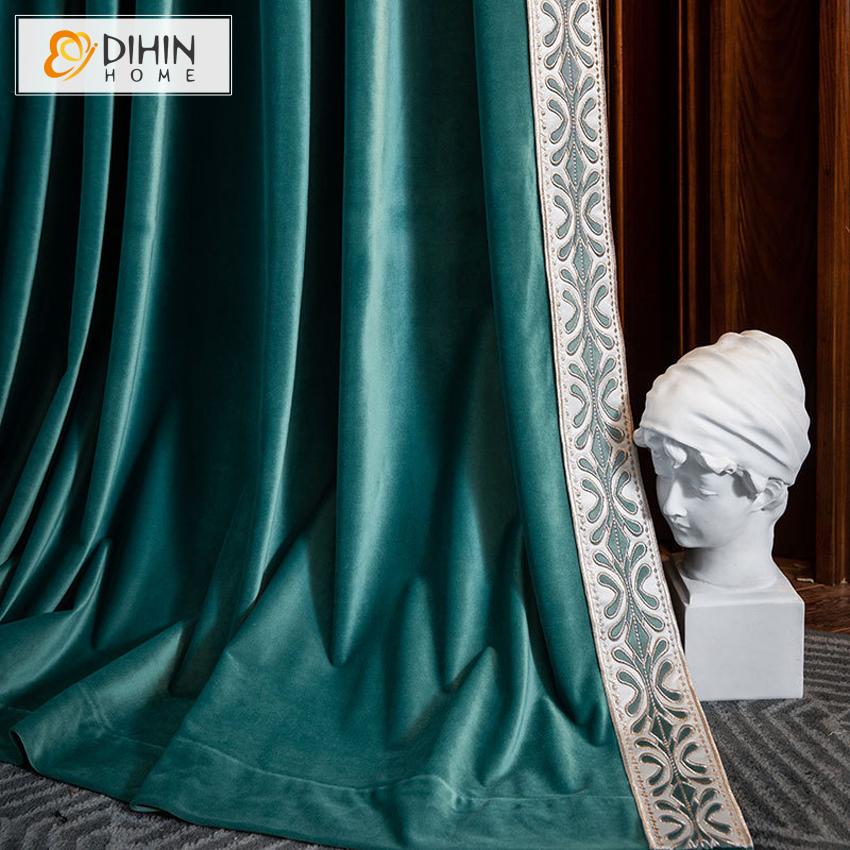 DIHIN HOME Luxury European Velvet Cloth Customized Curtains,Blackout Grommet Window Curtain for Living Room ,52x63-inch,1 Panel